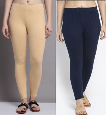 DEVPREET Ankle Length  Western Wear Legging(Beige, Blue, Solid)