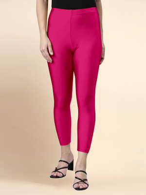 Trendmalls Mid-Calf Length  Ethnic Wear Legging(Pink, Solid)