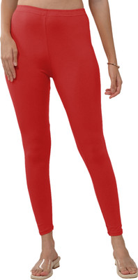 Lyra Ankle Length  Ethnic Wear Legging(Red, Solid)