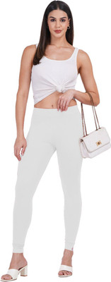 KRAZY KOLORS Ankle Length  Western Wear Legging(White, Solid)