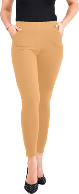 Misaina Ankle Length  Ethnic Wear Legging(Beige, Solid)