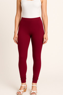 Oviya Fashions Churidar  Western Wear Legging(Maroon, Solid)