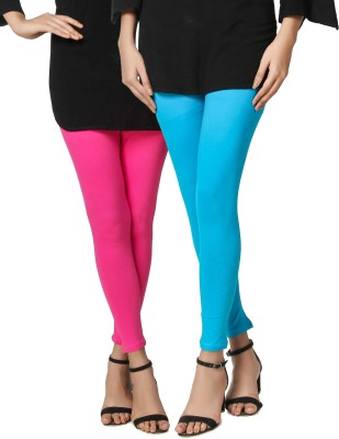 Swastik Stuffs Ankle Length  Western Wear Legging(Pink, Light Blue, Solid)