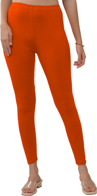 Lyra Ankle Length  Ethnic Wear Legging(Orange, Solid)