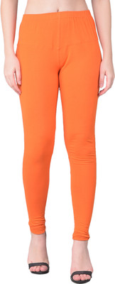 Comfort Lady Churidar Length Ethnic Wear Legging(Orange, Solid)