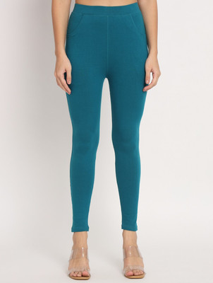 thread plus Ankle Length  Ethnic Wear Legging(Blue, Solid)