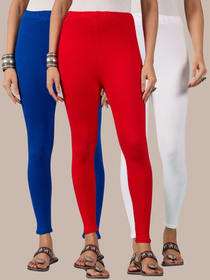 BuyNewTrend Ankle Length Western Wear Legging(White, Blue, Red, Solid)