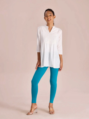 RS FASHION Ankle Length Ethnic Wear Legging(Light Blue, Solid)