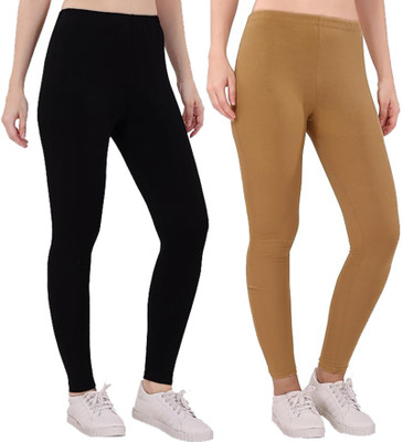 100LUCK Ankle Length  Western Wear Legging(Black, Beige, Solid)