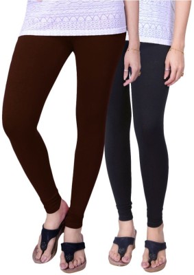 Swankiest Churidar Length Ethnic Wear Legging(Brown, Black, Solid)