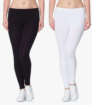 Arasu Enterprises Churidar  Western Wear Legging(Black, White, Solid)