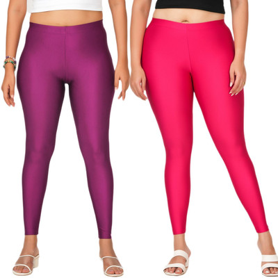 LoveiT Ankle Length Western Wear Legging(Purple, Pink, Solid)