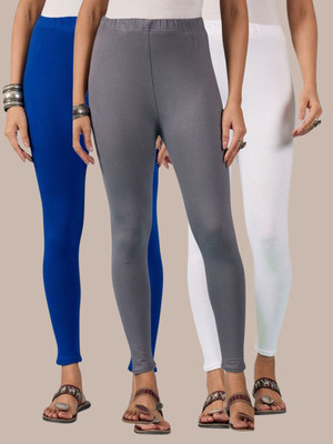 BuyNewTrend Ankle Length Western Wear Legging(White, Blue, Grey, Solid)