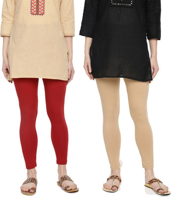 Dollar Missy Ankle Length  Western Wear Legging(Maroon, Beige, Solid)