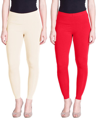 Lyra Ankle Length  Ethnic Wear Legging(Red, Beige, Solid)