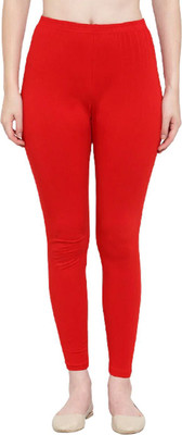 ABE Ankle Length Western Wear Legging(Red, Solid)
