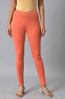 W Ethnic Wear Legging(Orange, Solid)