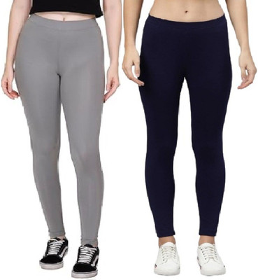 ZAYANQA Ankle Length Western Wear Legging(Dark Blue, Grey, Solid)