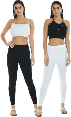 Sukhharta Ankle Length  Western Wear Legging(Black, White, Solid)