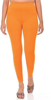Aviska Ankle Length  Ethnic Wear Legging(Orange, Solid)