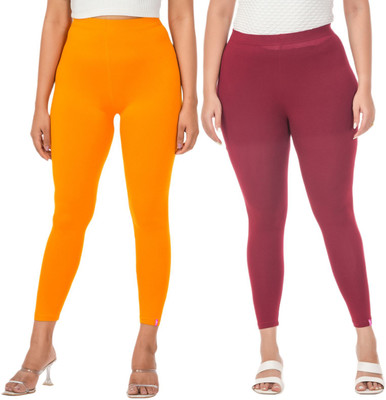 LoveiT Ankle Length Western Wear Legging(Yellow, Maroon, Solid)