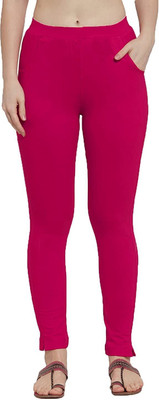 Styllofy Ankle Length Ethnic Wear Legging(Pink, Solid)