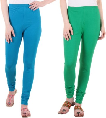 DIAZ Churidar Length Ethnic Wear Legging(Light Blue, Green, Solid)