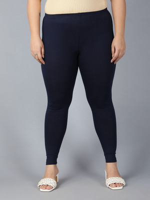 Plus Size Ankle Length Ethnic Wear Legging(Dark Blue, Solid)