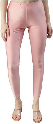 Moksh Ankle Length Western Wear Legging(Pink, Solid)