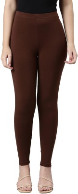 Sakhi Shine Ankle Length Western Wear Legging(Brown, Solid)