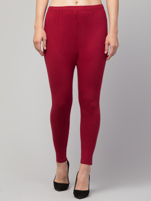 sbnoor Ankle Length  Western Wear Legging(Maroon, Solid)
