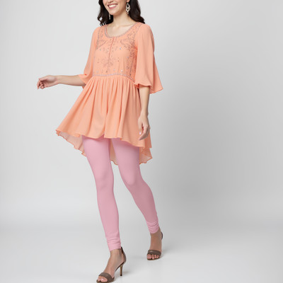EMI Churidar  Western Wear Legging(Pink, Solid)