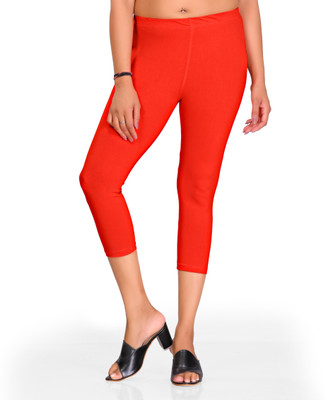 B S ENTERPSE Ankle Length Western Wear Legging(Red, Solid)