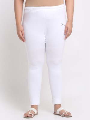 Trend Level Ankle Length Western Wear Legging(White, Solid)