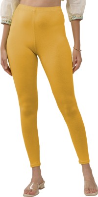 Lyra Ankle Length  Ethnic Wear Legging(Yellow, Solid)