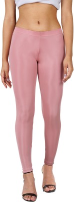 INDIAN FLOWER Ankle Length Western Wear Legging(Pink, Solid)