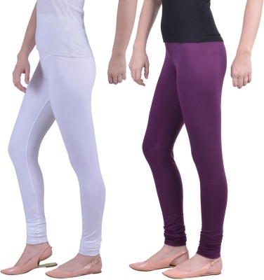 Dollar Missy Ethnic Wear Legging(Purple, White, Solid)