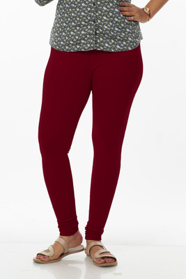 Lady Luxe Churidar Length Ethnic Wear Legging(Maroon, Solid)