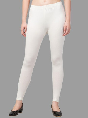 Trend Level Ankle Length  Western Wear Legging(White, Solid)