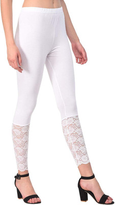 snowball Ankle Length  Ethnic Wear Legging(White, Solid)