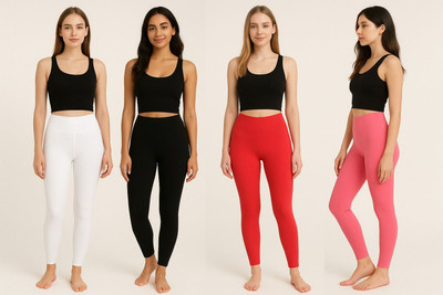 ZAFY Churidar  Ethnic Wear Legging(Black, White, Red, Pink, Solid)