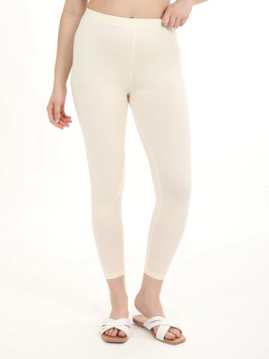 FLY BIRDS Ankle Length Western Wear Legging(White, Solid)