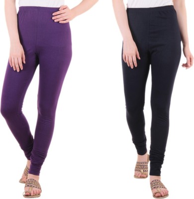 DIAZ Churidar Length Ethnic Wear Legging(Purple, Dark Blue, Solid)