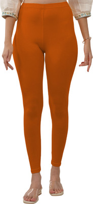 Lyra Ankle Length  Western Wear Legging(Orange, Solid)