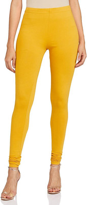 E Solutions Churidar  Ethnic Wear Legging(Yellow, Solid)