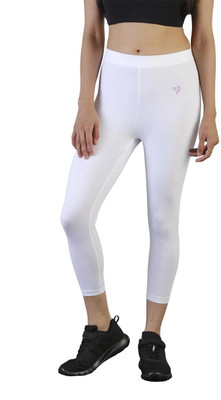 TWIN BIRDS 3/4th/Calf Length Western Wear Legging(White, Solid)