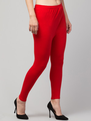 RIIPO Ankle Length Western Wear Legging(Red, Solid)