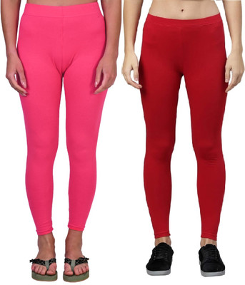 Rocksy Ankle Length Western Wear Legging(Red, Pink, Solid)