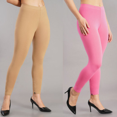 Shsuvia Ankle Length Western Wear Legging(Beige, Pink, Solid)
