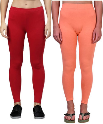 Rocksy Ankle Length Western Wear Legging(Red, Orange, Solid)